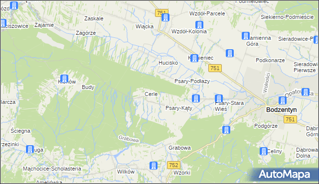 mapa Podlesie gmina Bodzentyn, Podlesie gmina Bodzentyn na mapie Targeo