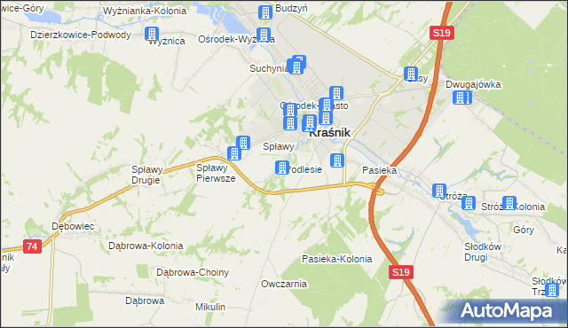 mapa Podlesie gmina Kraśnik, Podlesie gmina Kraśnik na mapie Targeo