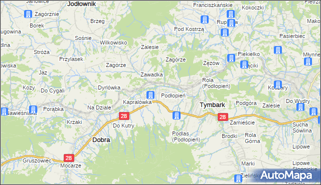 mapa Podłopień, Podłopień na mapie Targeo