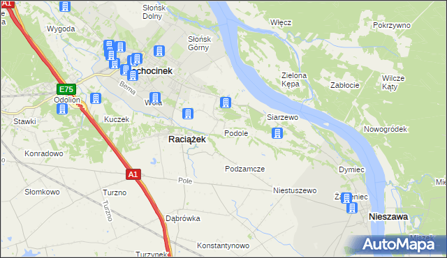 mapa Podole gmina Raciążek, Podole gmina Raciążek na mapie Targeo