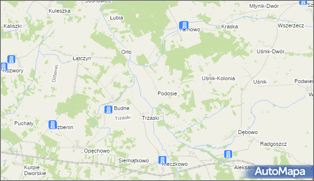 mapa Podosie gmina Miastkowo, Podosie gmina Miastkowo na mapie Targeo