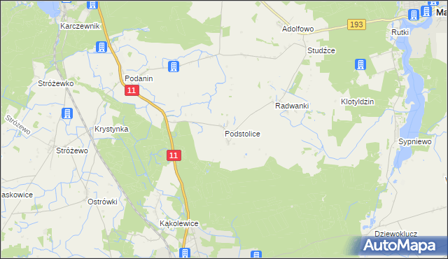 mapa Podstolice gmina Budzyń, Podstolice gmina Budzyń na mapie Targeo