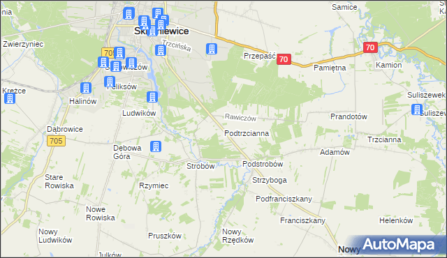 mapa Podtrzcianna, Podtrzcianna na mapie Targeo