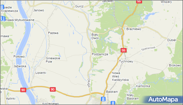 mapa Podzamcze gmina Kwidzyn, Podzamcze gmina Kwidzyn na mapie Targeo