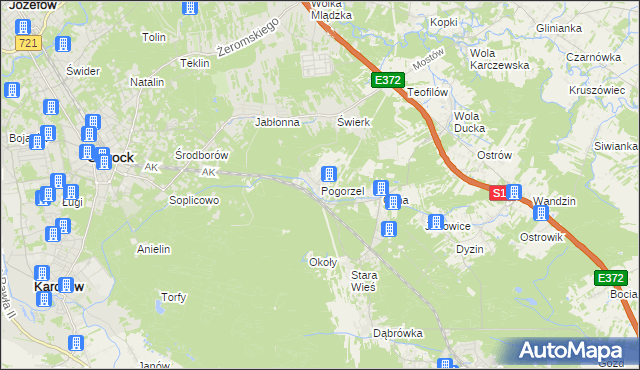 mapa Pogorzel gmina Celestynów, Pogorzel gmina Celestynów na mapie Targeo