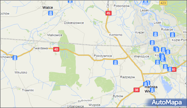 mapa Pokrzywnica gmina Reńska Wieś, Pokrzywnica gmina Reńska Wieś na mapie Targeo