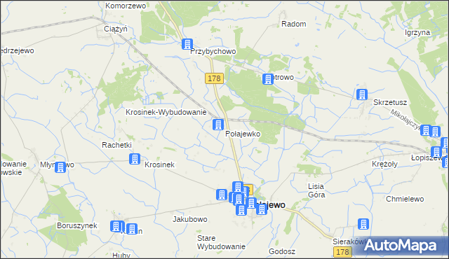 mapa Połajewko, Połajewko na mapie Targeo