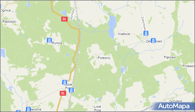 mapa Polesiny, Polesiny na mapie Targeo