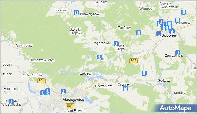 mapa Polik gmina Maciejowice, Polik gmina Maciejowice na mapie Targeo