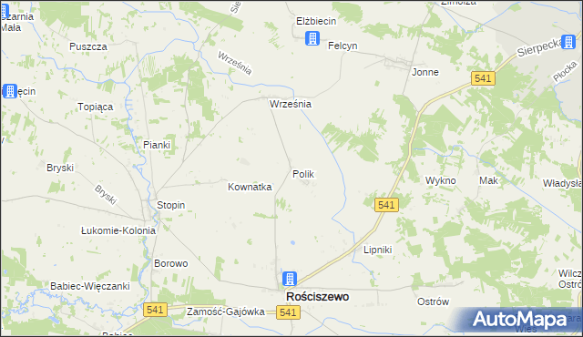 mapa Polik gmina Rościszewo, Polik gmina Rościszewo na mapie Targeo
