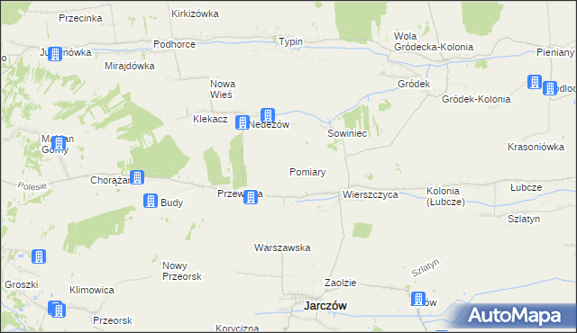 mapa Pomiary gmina Jarczów, Pomiary gmina Jarczów na mapie Targeo