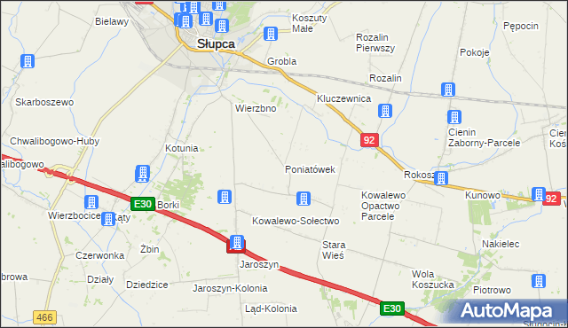 mapa Poniatówek gmina Słupca, Poniatówek gmina Słupca na mapie Targeo