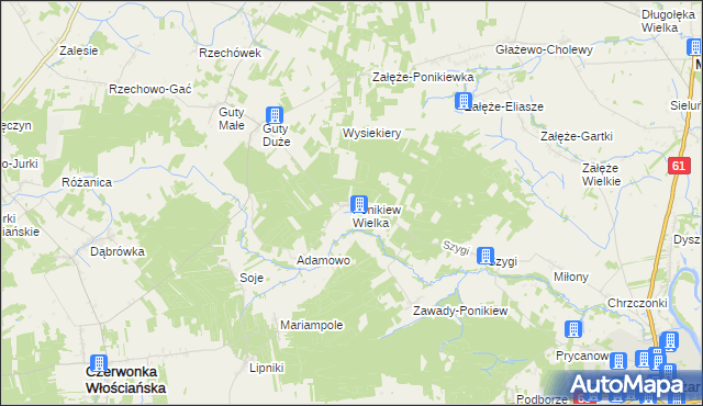mapa Ponikiew Wielka, Ponikiew Wielka na mapie Targeo
