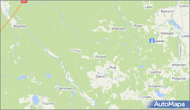 mapa Ponikła gmina Miastko, Ponikła gmina Miastko na mapie Targeo