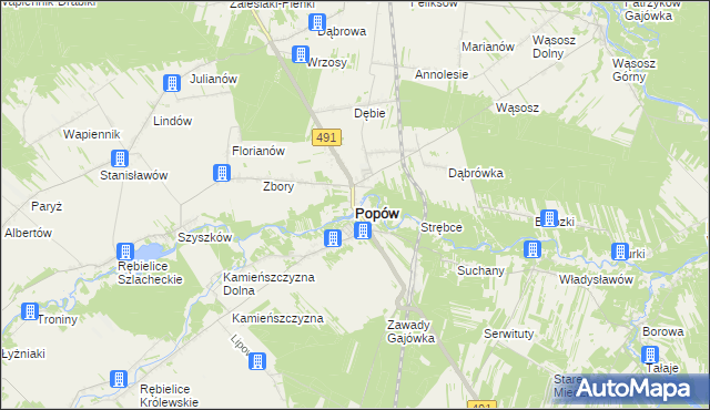 mapa Popów powiat kłobucki, Popów powiat kłobucki na mapie Targeo