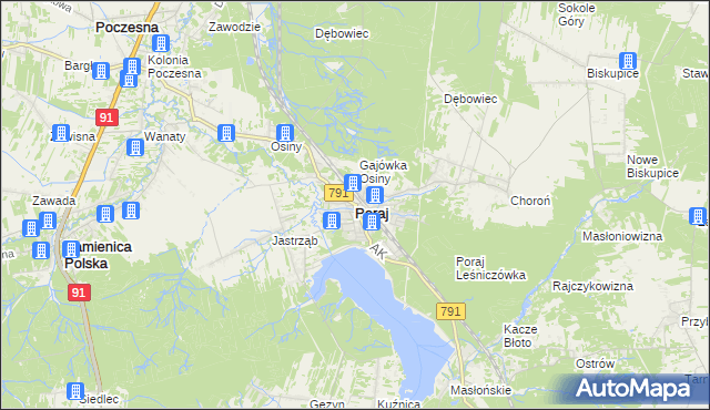 mapa Poraj powiat myszkowski, Poraj powiat myszkowski na mapie Targeo