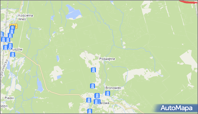 mapa Poświętne gmina Osiecznica, Poświętne gmina Osiecznica na mapie Targeo