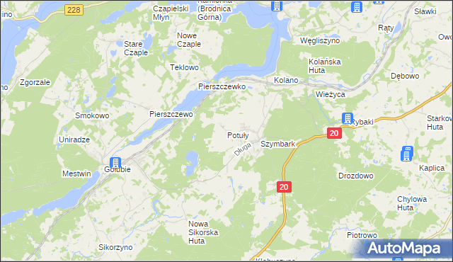 mapa Potuły, Potuły na mapie Targeo
