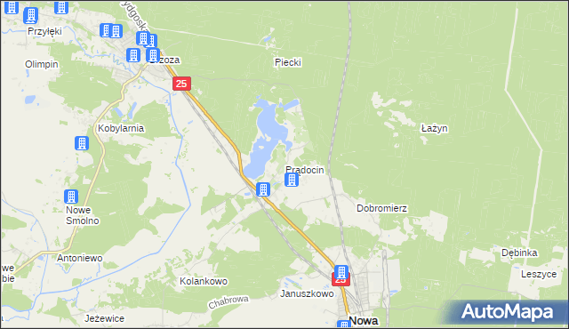 mapa Prądocin gmina Nowa Wieś Wielka, Prądocin gmina Nowa Wieś Wielka na mapie Targeo