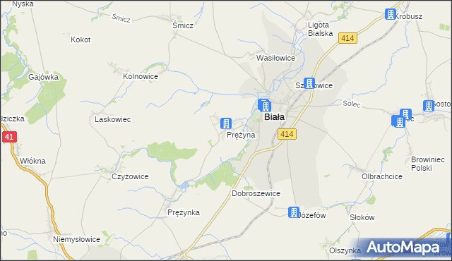 mapa Prężyna, Prężyna na mapie Targeo