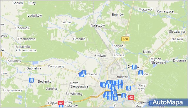 mapa Proćwin, Proćwin na mapie Targeo
