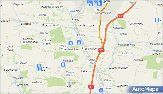 mapa Przesławice gmina Miechów, Przesławice gmina Miechów na mapie Targeo