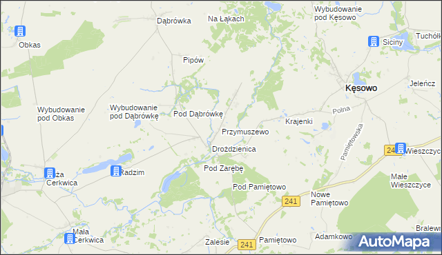 mapa Przymuszewo gmina Kęsowo, Przymuszewo gmina Kęsowo na mapie Targeo