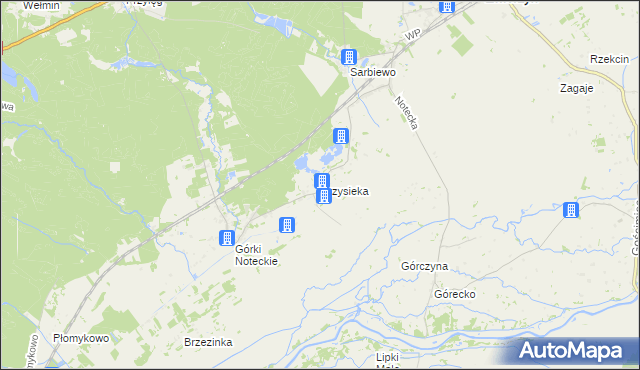 mapa Przysieka gmina Zwierzyn, Przysieka gmina Zwierzyn na mapie Targeo