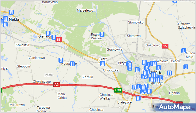 mapa Psary Małe gmina Września, Psary Małe gmina Września na mapie Targeo