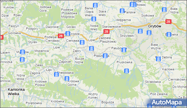 mapa Ptaszkowa, Ptaszkowa na mapie Targeo