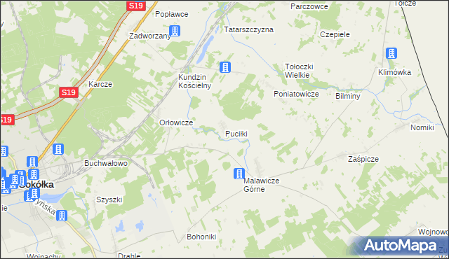 mapa Puciłki, Puciłki na mapie Targeo