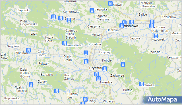 mapa Pułanki gmina Frysztak, Pułanki gmina Frysztak na mapie Targeo