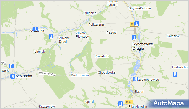 mapa Pustelnik gmina Krzczonów, Pustelnik gmina Krzczonów na mapie Targeo