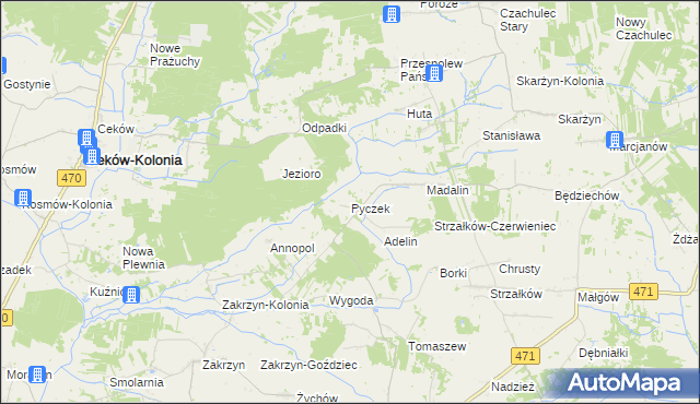 mapa Pyczek, Pyczek na mapie Targeo