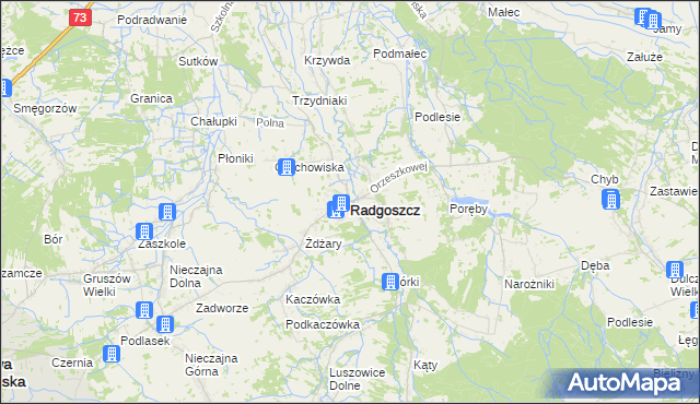 mapa Radgoszcz powiat dąbrowski, Radgoszcz powiat dąbrowski na mapie Targeo