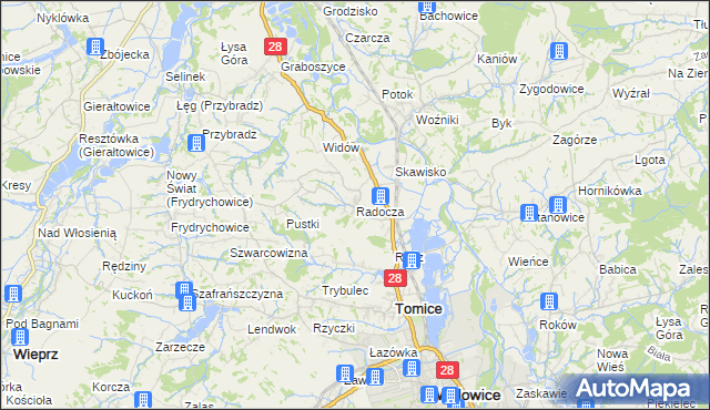 mapa Radocza, Radocza na mapie Targeo