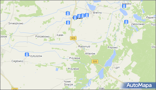 mapa Radomyśl gmina Wijewo, Radomyśl gmina Wijewo na mapie Targeo