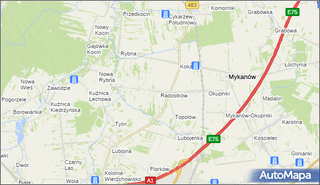 mapa Radostków, Radostków na mapie Targeo