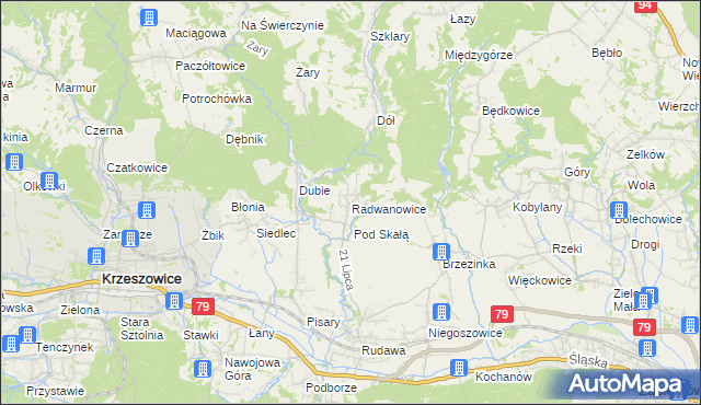 mapa Radwanowice, Radwanowice na mapie Targeo