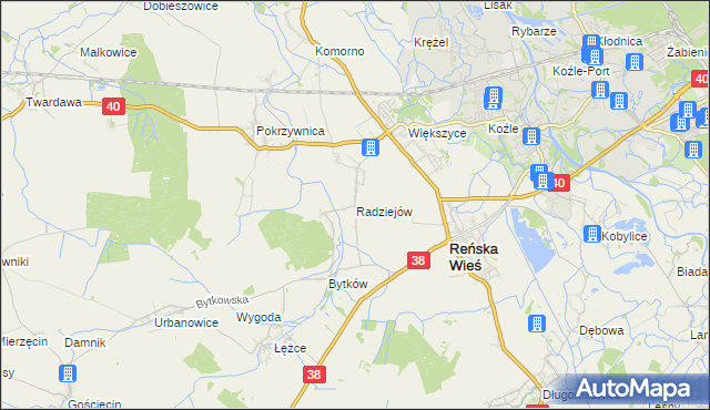 mapa Radziejów gmina Reńska Wieś, Radziejów gmina Reńska Wieś na mapie Targeo