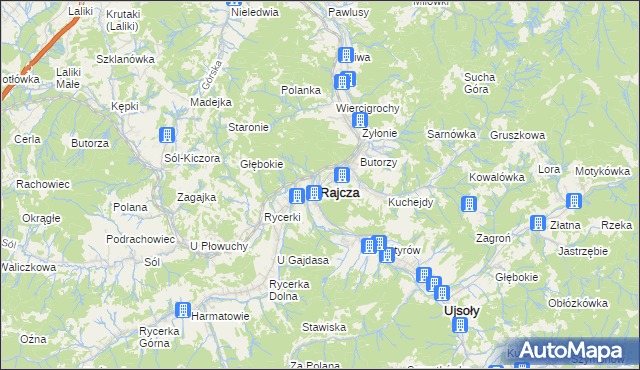 mapa Rajcza, Rajcza na mapie Targeo