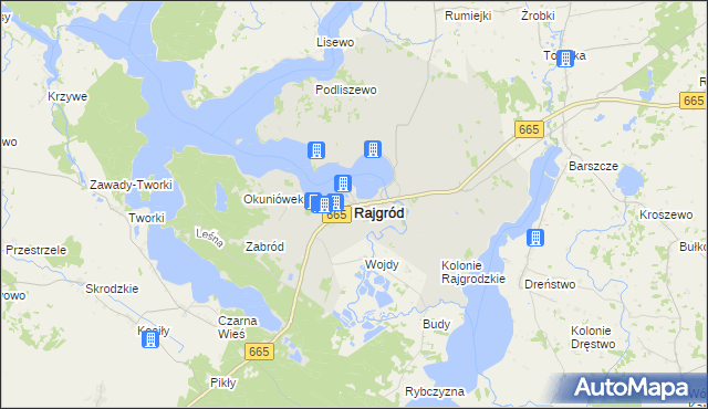 mapa Rajgród powiat grajewski, Rajgród powiat grajewski na mapie Targeo