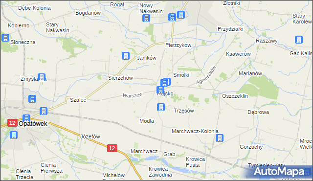 mapa Rajsko gmina Opatówek, Rajsko gmina Opatówek na mapie Targeo