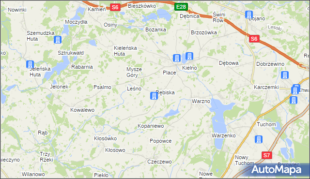 mapa Rębiska gmina Szemud, Rębiska gmina Szemud na mapie Targeo