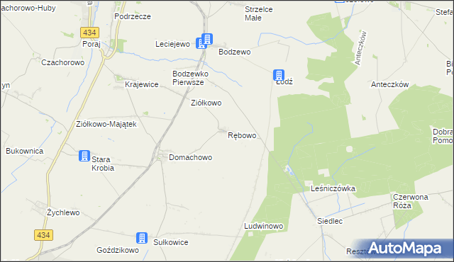 mapa Rębowo gmina Piaski, Rębowo gmina Piaski na mapie Targeo