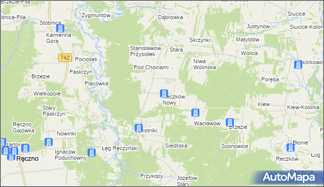 mapa Reczków Nowy, Reczków Nowy na mapie Targeo