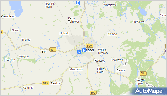 mapa Reszel, Reszel na mapie Targeo