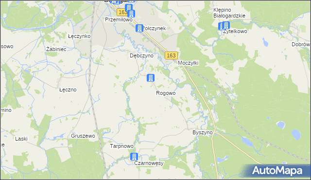 mapa Rogowo gmina Białogard, Rogowo gmina Białogard na mapie Targeo