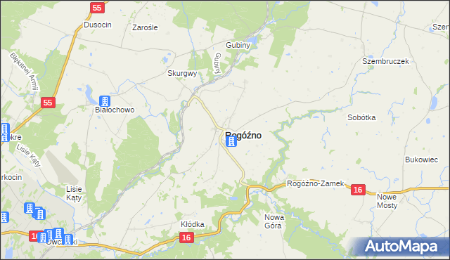mapa Rogóźno powiat grudziądzki, Rogóźno powiat grudziądzki na mapie Targeo