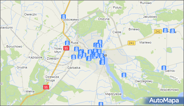 mapa Rogoźno powiat obornicki, Rogoźno powiat obornicki na mapie Targeo